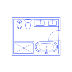 Layouts Bathrooms Primary Luxury Bidet 2 Wall Facing Silhouette Cutting Svg Files, Free Vectors File